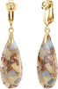 Boho Long Teardrop Stone Clip on Earrings for Women Stone Statement Earrings Non Pierced Gold Tone - Brown- Golden Clip