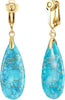 Boho Long Teardrop Stone Clip on Earrings for Women Stone Statement Earrings Non Pierced Gold Tone - Teardrop- Golden Clip