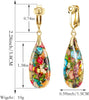 Boho Long Teardrop Stone Clip on Earrings for Women Stone Statement Earrings Non Pierced Gold Tone - view 2