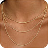 Layered 14k-Gold-Plated Necklace for Women, Necklaces Stack Jewelry - 3 Pcs Box Chain Set