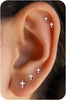 6 pcs Flat Back Earrings for Women Cartilage Helix Stud Ear Stack - silver flatback-129