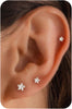 6 pcs Flat Back Earrings for Women Cartilage Helix Stud Ear Stack - silver flatback-354
