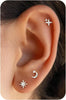 6 pcs Flat Back Earrings for Women Cartilage Helix Stud Ear Stack - silver flatback-230