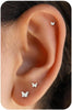 6 pcs Flat Back Earrings for Women Cartilage Helix Stud Ear Stack - silver flatback-132