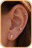 6 pcs Flat Back Earrings for Women Cartilage Helix Stud Ear Stack - Gold flatback-443