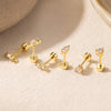 6 pcs Flat Back Earrings for Women Cartilage Helix Stud Ear Stack - view 4
