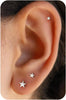 6 pcs Flat Back Earrings for Women Cartilage Helix Stud Ear Stack - silver flatback-131