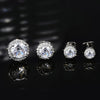4 Pairs Silver Stud Earrings for Women, 18K Silver Plated Premium Cubic Zirconia Earrings, Halo Round Square Stud Earrings Set for Women - view 5