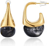 Acrylic Hoop Earrings for Women - Pebble Black Marble