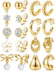 Clip On Earrings for Women 14K Gold Plated Clip Earrings Non Pierced - main view