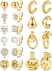 Clip On Earrings for Women 14K Gold Plated Clip Earrings Non Pierced - 10Pairs-14K Gold Plated