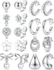 Clip On Earrings for Women 14K Gold Plated Clip Earrings Non Pierced - 9Pairs-Silver Plated
