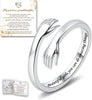 Sterling Silver Hug Ring for Women Adjustable Love Promise Ring Inspirational Open Rings Birthday Gift for Best Friend - view 7