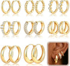 8 Pairs Gold Hoop Earrings Set for Women, 14K Gold Plated Stackable Gifts - main view