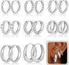 8 Pairs Gold Hoop Earrings Set for Women, 14K Gold Plated Stackable Gifts - Silver