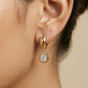 Trendy Gold Dangle Earrings for Women, Chunky Statement CZ Hoops - view 3