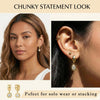 Trendy Gold Dangle Earrings for Women, Chunky Statement CZ Hoops - view 4