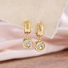 Trendy Gold Dangle Earrings for Women, Chunky Statement CZ Hoops - view 5