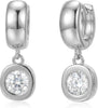 Trendy Gold Dangle Earrings for Women, Chunky Statement CZ Hoops - Silver-Chunky Round Hoops