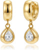 Trendy Gold Dangle Earrings for Women, Chunky Statement CZ Hoops - Gold-Chunky Teardrop Hoops