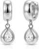 Trendy Gold Dangle Earrings for Women, Chunky Statement CZ Hoops - SIlver-Chunky Teardrop Hoops