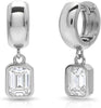 Trendy Gold Dangle Earrings for Women, Chunky Statement CZ Hoops - Silver-Chunky Rectangle Hoops