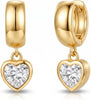 Trendy Gold Dangle Earrings for Women, Chunky Statement CZ Hoops - Gold-Chunky heart hoops
