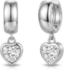 Trendy Gold Dangle Earrings for Women, Chunky Statement CZ Hoops - Silver-Chunky-heart hoops