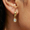 Trendy Gold Dangle Earrings for Women, Chunky Statement CZ Hoops - view 2