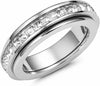6mm Titanium Fidget Rings for Women Anxiety Relasing, Full Cubic Zirconia Ring Eternity Wedding Band Ring Love Statement Jewelry, Stainless Steel - main view