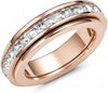 6mm Titanium Fidget Rings for Women Anxiety Relasing, Full Cubic Zirconia Ring Eternity Wedding Band Ring Love Statement Jewelry, Stainless Steel - rose gold-fidget 9