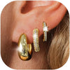 9 Pairs Gold Huggie Hoop Earrings for Women, 14K Gold Plated Stackable Set - Gold-E