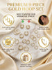 9 Pairs Gold Huggie Hoop Earrings for Women, 14K Gold Plated Stackable Set - view 3