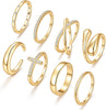 Chunky Gold Rings for Women, 14K Gold Plated Dainty Stackable Cross Cubic Zirconia Ring Set, Knuckle Stacking Pinky Thumb Ring Statement Wedding - main view