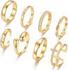 Chunky Gold Rings for Women, 14K Gold Plated Dainty Stackable Cross Cubic Zirconia Ring Set, Knuckle Stacking Pinky Thumb Ring Statement Wedding - Gold-diamond cross 6.5-7.5
