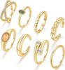 Chunky Gold Rings for Women, 14K Gold Plated Dainty Stackable Cross Cubic Zirconia Ring Set, Knuckle Stacking Pinky Thumb Ring Statement Wedding - Gold-gem rings 8.5-9.5