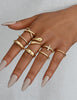 Chunky Gold Rings for Women, 14K Gold Plated Dainty Stackable Cross Cubic Zirconia Ring Set, Knuckle Stacking Pinky Thumb Ring Statement Wedding - view 6
