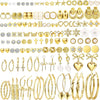 75 Pairs Gold Stud Earrings Set for Women, Trendy Pearl Cubic Zirconia Multiple Piercings Earrings Packs, Stud Hoops Earrings for Gift Jewelry - main view
