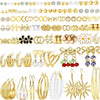 75 Pairs Gold Stud Earrings Set for Women, Trendy Pearl Cubic Zirconia Multiple Piercings Earrings Packs, Stud Hoops Earrings for Gift Jewelry - Gold Tone