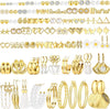 75 Pairs Gold Stud Earrings Set for Women, Trendy Pearl Cubic Zirconia Multiple Piercings Earrings Packs, Stud Hoops Earrings for Gift Jewelry - Bright gold