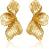 Chunky Gold Statement Earrings For Women Trendy Gold Plated Sectored Flower Leaf Angel Wing Earrings Large Stud Jewlery - main view