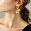 Chunky Gold Statement Earrings For Women Trendy Gold Plated Sectored Flower Leaf Angel Wing Earrings Large Stud Jewlery - view 4