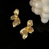 Chunky Gold Statement Earrings For Women Trendy Gold Plated Sectored Flower Leaf Angel Wing Earrings Large Stud Jewlery - view 6