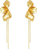 Chunky Gold Statement Earrings For Women Trendy Gold Plated Sectored Flower Leaf Angel Wing Earrings Large Stud Jewlery - Flower Tassel-Gold