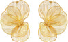 Chunky Gold Statement Earrings For Women Trendy Gold Plated Sectored Flower Leaf Angel Wing Earrings Large Stud Jewlery - Flora Stud - Gold