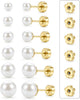 14K Gold Plated Pearl Earrings for Women Flat Back Stud - main view