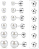 14K Gold Plated Pearl Earrings for Women Flat Back Stud - Silver