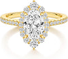 3CT Oval Cut CZ Engagement Rings for Women Halo Wedding Band - main view