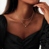 Layered Gold Necklaces for Women with 14K Plated Gold Sterling Silver Plated Dainty Pendant Necklace Set with Cubic Zirconia Stackable Chain Choker - view 5