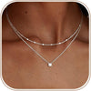 Layered Gold Necklaces for Women with 14K Plated Gold Sterling Silver Plated Dainty Pendant Necklace Set with Cubic Zirconia Stackable Chain Choker - C-N0118-S